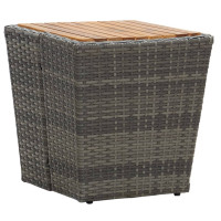 Produktbild för Tebord grå 41,5x41,5x43 cm konstrotting och massivt akaciaträ