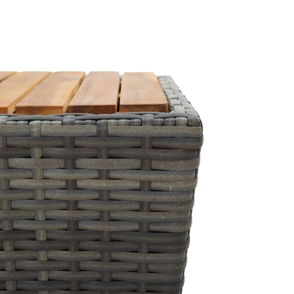 Produktbild för Tebord grå 41,5x41,5x43 cm konstrotting och massivt akaciaträ