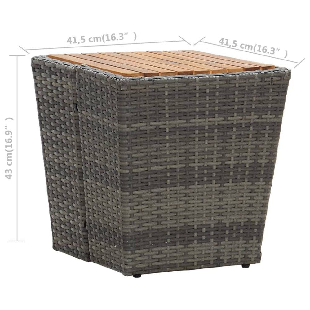 Produktbild för Tebord grå 41,5x41,5x43 cm konstrotting och massivt akaciaträ
