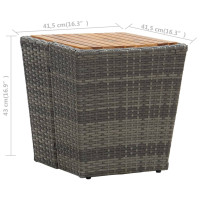Produktbild för Tebord grå 41,5x41,5x43 cm konstrotting och massivt akaciaträ