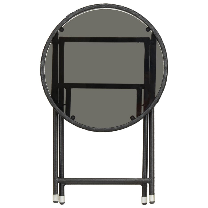 Produktbild för Tebord svart 60 cm konstrotting och härdat glas