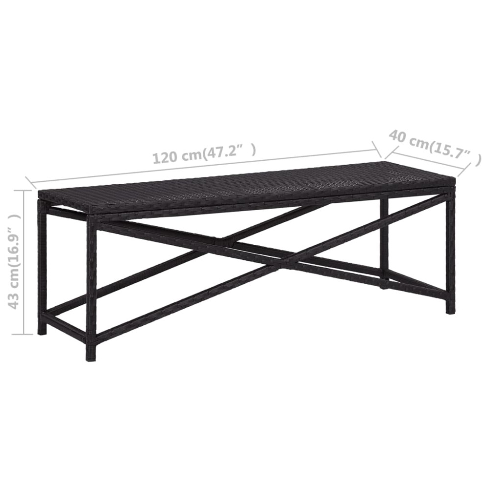 Produktbild för Trädgårdsbänk 120 cm konstrotting svart