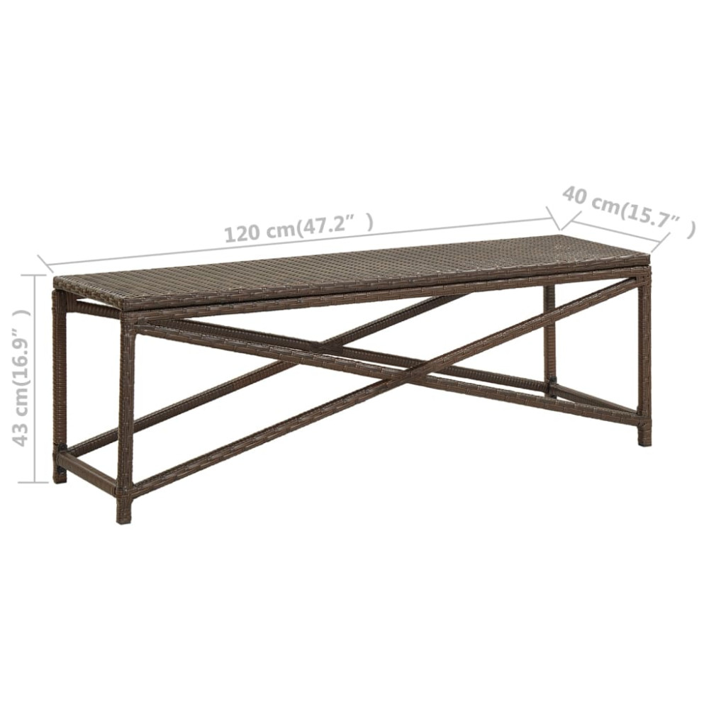 Produktbild för Trädgårdsbänk 120 cm konstrotting brun