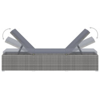 Produktbild för Solsäng med dyna & bord konstrotting grå
