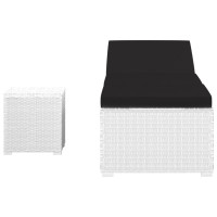 Produktbild för Solsäng med dyna & bord konstrotting vit