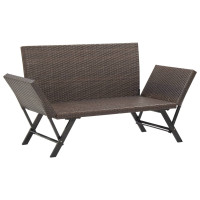 Produktbild för Trädgårdsbänk med dynor 176 cm brun konstrotting