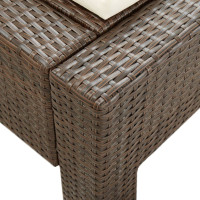 Produktbild för Solsäng för 2 personer med dyna brun konstrotting
