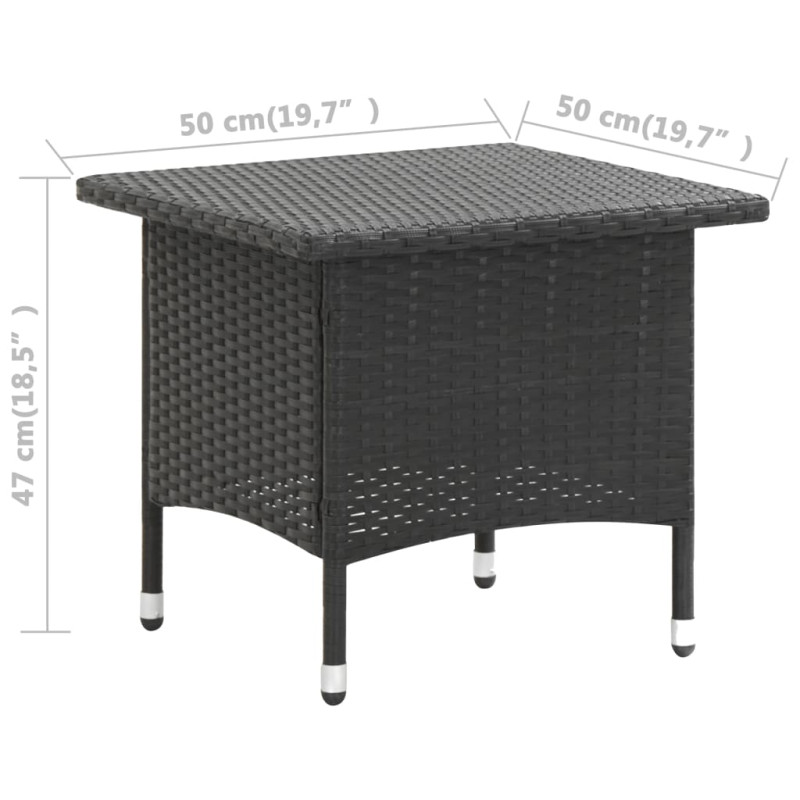 Produktbild för Trädgårdsbord svart 50x50x47 cm konstrotting