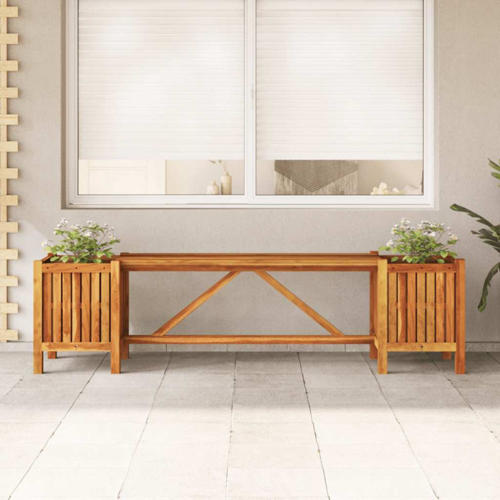 Produktbild för Trädgårdsbänk med 2 odlingslådor 150x30x40 cm massivt akaciaträ