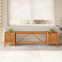 Produktbild för Trädgårdsbänk med 2 odlingslådor 150x30x40 cm massivt akaciaträ