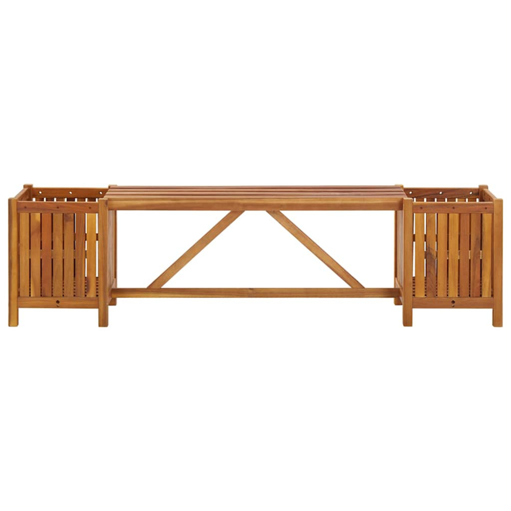 Produktbild för Trädgårdsbänk med 2 odlingslådor 150x30x40 cm massivt akaciaträ