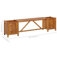 Produktbild för Trädgårdsbänk med 2 odlingslådor 150x30x40 cm massivt akaciaträ