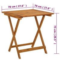 Produktbild för Hopfällbart trädgårdsbord 70x70x75 cm massivt akaciaträ