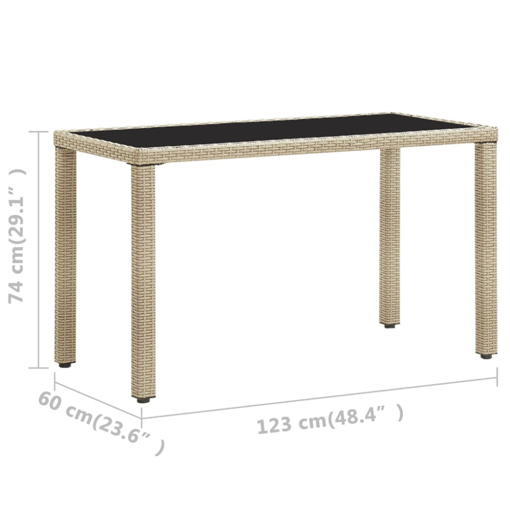 Produktbild för Trädgårdsbord beige 123x60x74 cm konstrotting