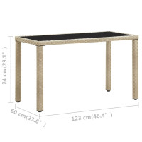 Produktbild för Trädgårdsbord beige 123x60x74 cm konstrotting