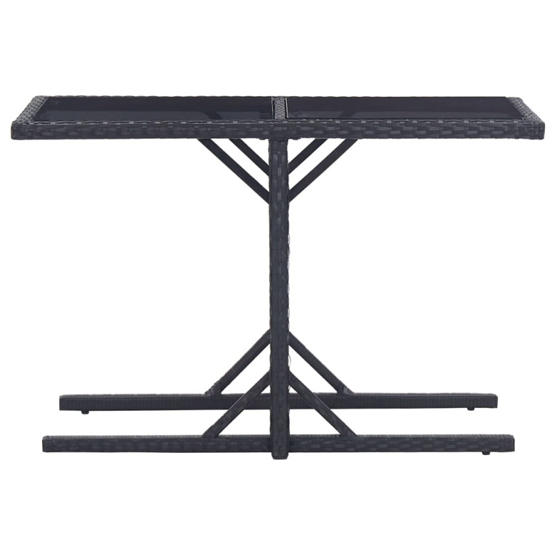 Produktbild för Trädgårdsbord svart 110x53x72 cm glas och konstrotting