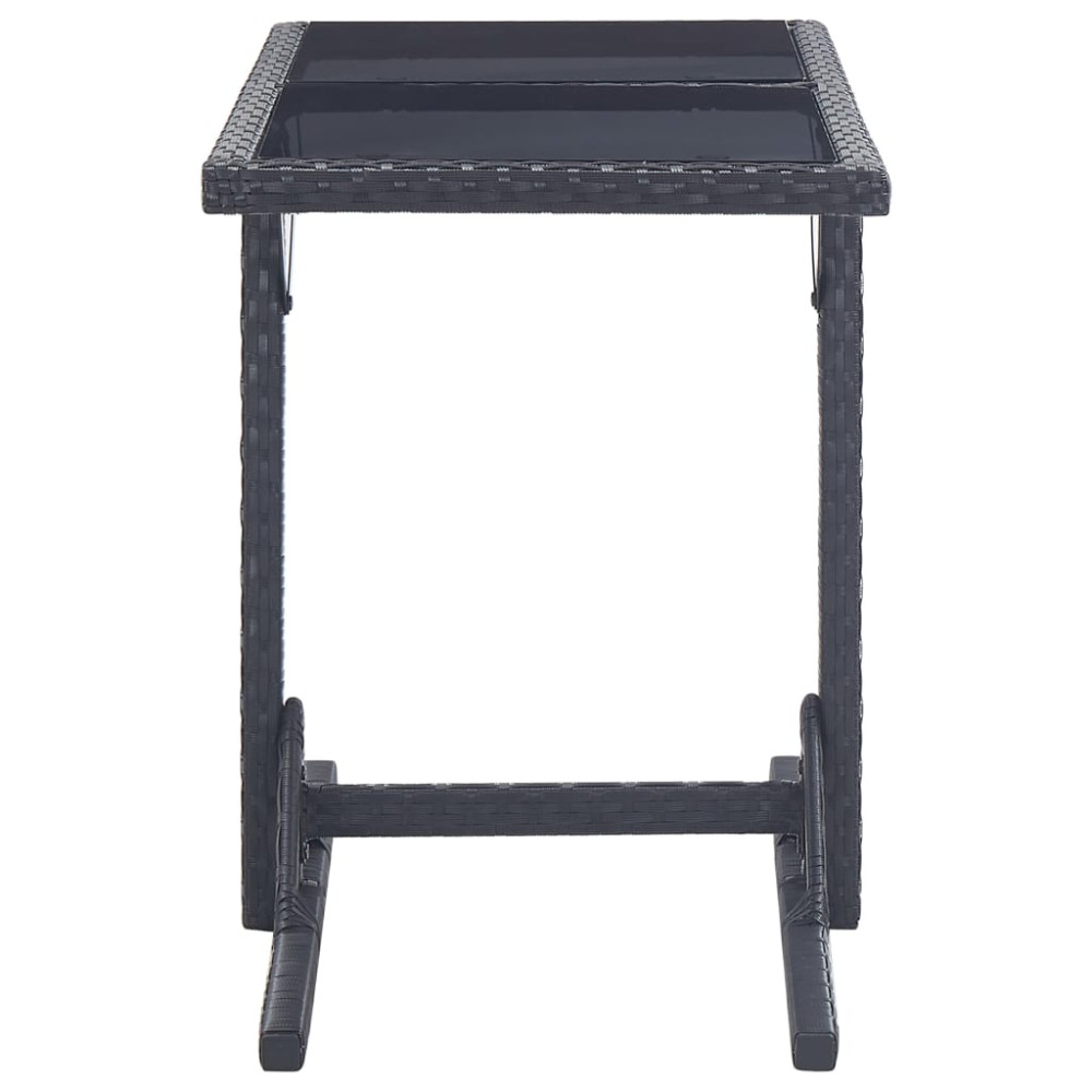 Produktbild för Trädgårdsbord svart 110x53x72 cm glas och konstrotting
