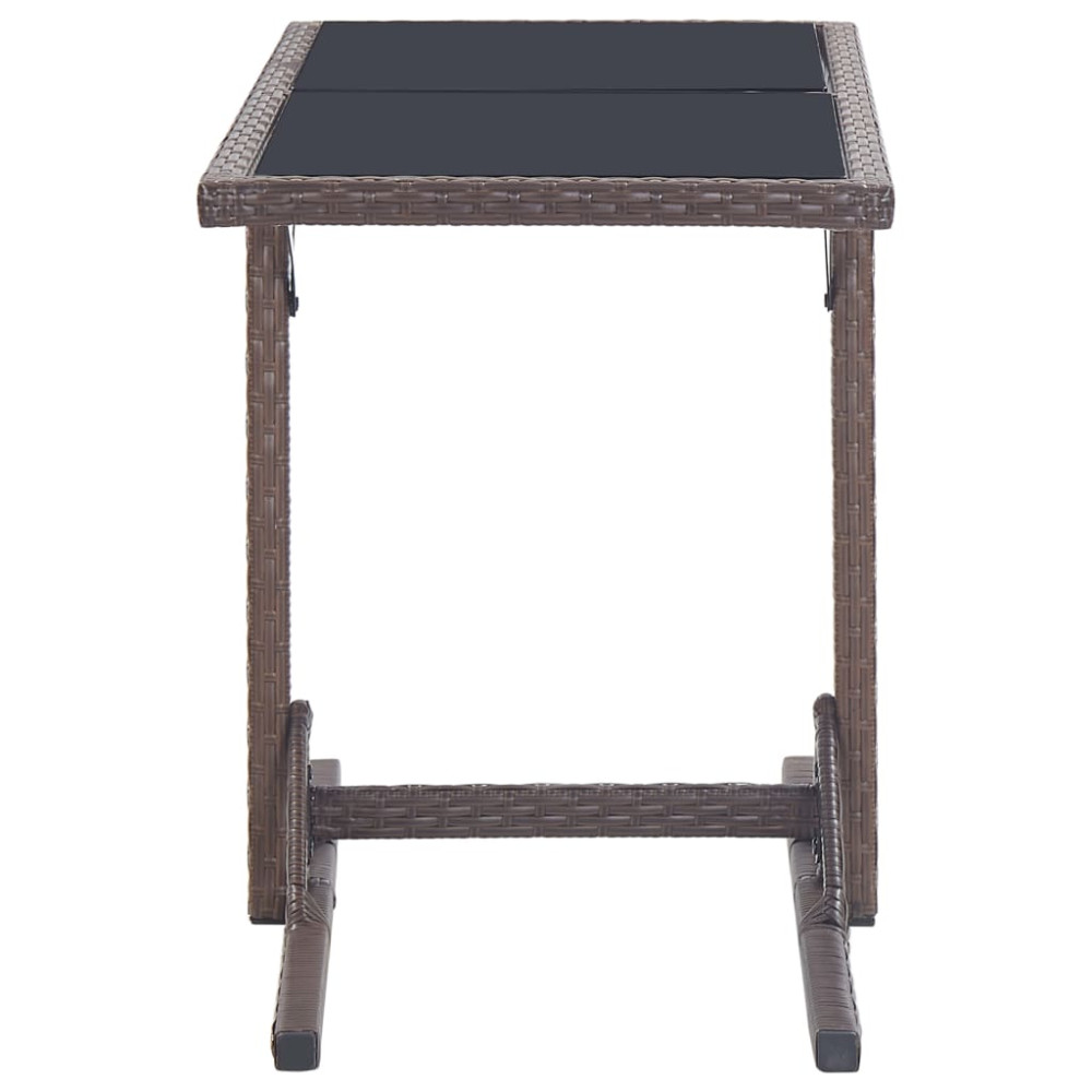 Produktbild för Trädgårdsbord brun 110x53x72 cm glas och konstrotting