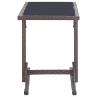Produktbild för Trädgårdsbord brun 110x53x72 cm glas och konstrotting