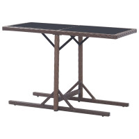 Produktbild för Trädgårdsbord brun 110x53x72 cm glas och konstrotting