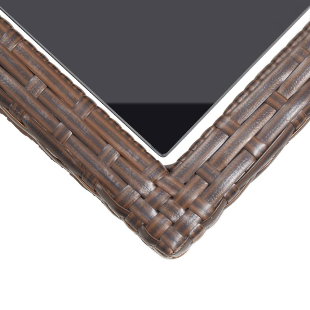 Produktbild för Trädgårdsbord brun 110x53x72 cm glas och konstrotting