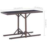 Produktbild för Trädgårdsbord brun 110x53x72 cm glas och konstrotting