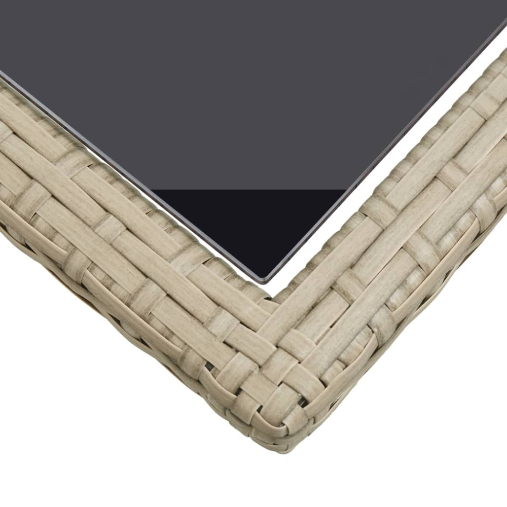 Produktbild för Trädgårdsbord beige 110x53x72 cm glas och konstrotting