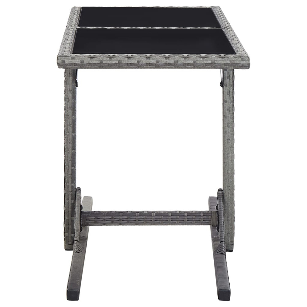 Produktbild för Trädgårdsbord antracit 110x53x72 cm glas och konstrotting