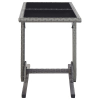 Produktbild för Trädgårdsbord antracit 110x53x72 cm glas och konstrotting