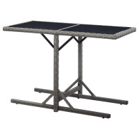 Produktbild för Trädgårdsbord antracit 110x53x72 cm glas och konstrotting
