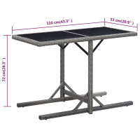 Produktbild för Trädgårdsbord antracit 110x53x72 cm glas och konstrotting