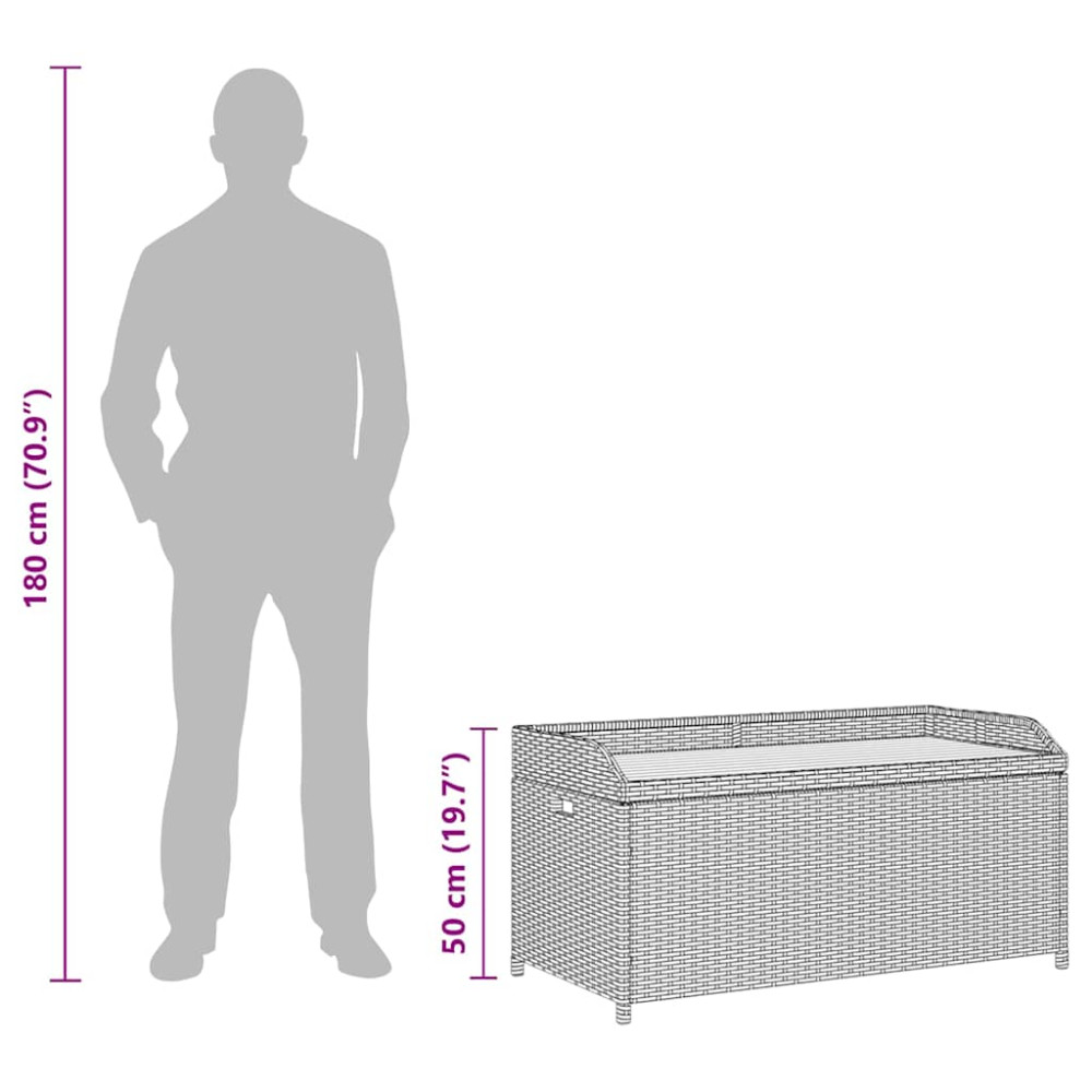 Produktbild för Trädgårdsbänk med förvaring 120 cm konstrotting grå