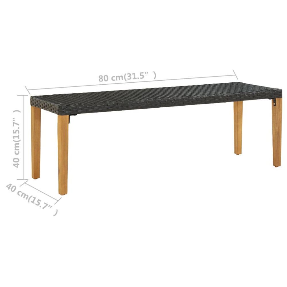 Produktbild för Trädgårdsbänk 80 cm konstrotting svart