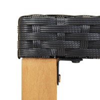 Produktbild för Trädgårdsbänk 120 cm svart konstrotting och massivt akaciaträ