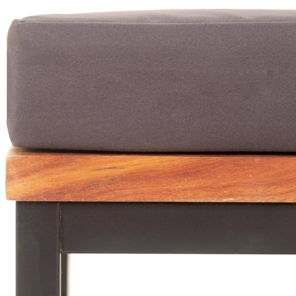 Produktbild för Fotpall med dyna 66x66x36 cm massivt akaciaträ mörkgrå