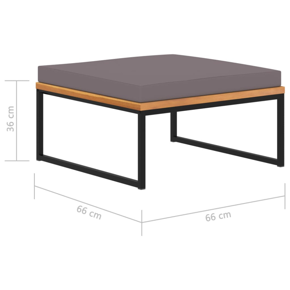 Produktbild för Fotpall med dyna 66x66x36 cm massivt akaciaträ mörkgrå