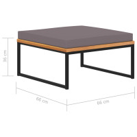 Produktbild för Fotpall med dyna 66x66x36 cm massivt akaciaträ mörkgrå