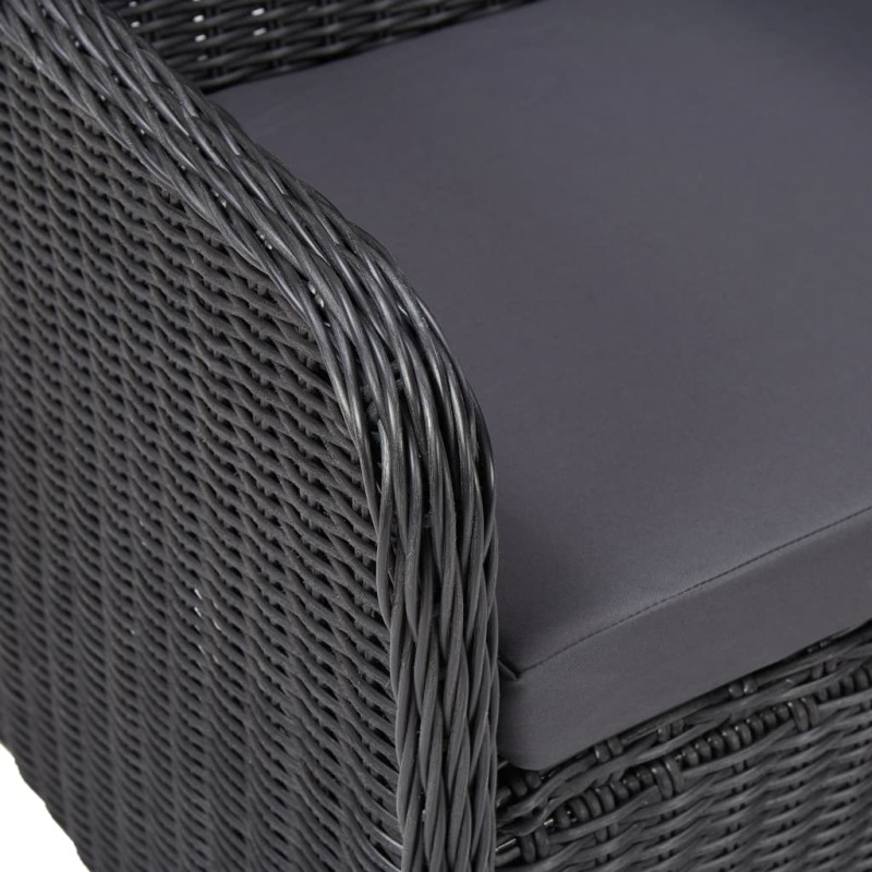 Produktbild för Caféset med dynor 3 delar konstrotting svart