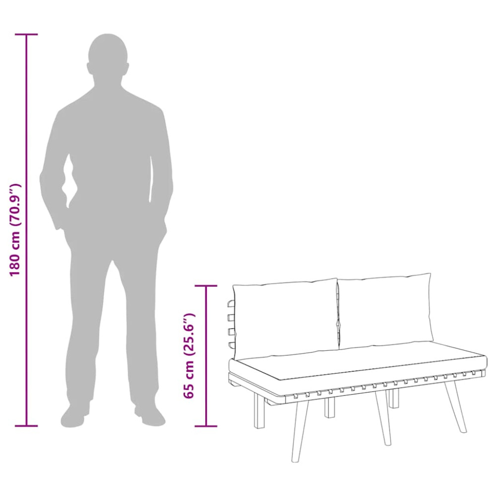 Produktbild för Trädgårdsbänk med dynor 115 cm massivt akaciaträ