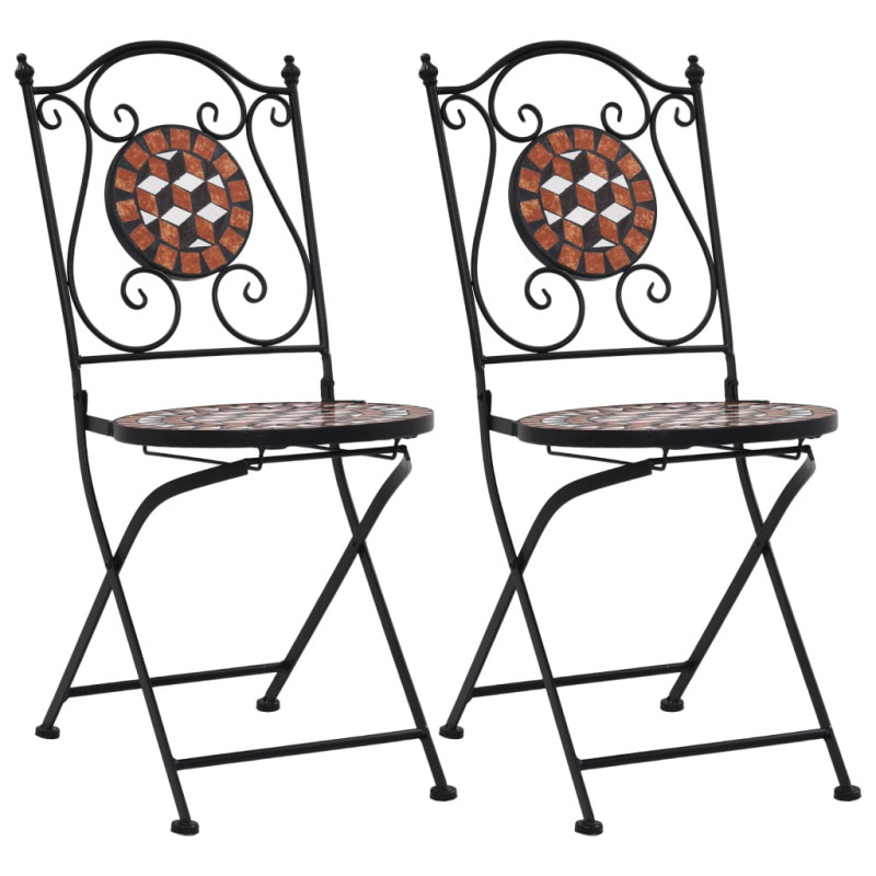 Produktbild för Caféstolar i mosaik 2 st brun keramik