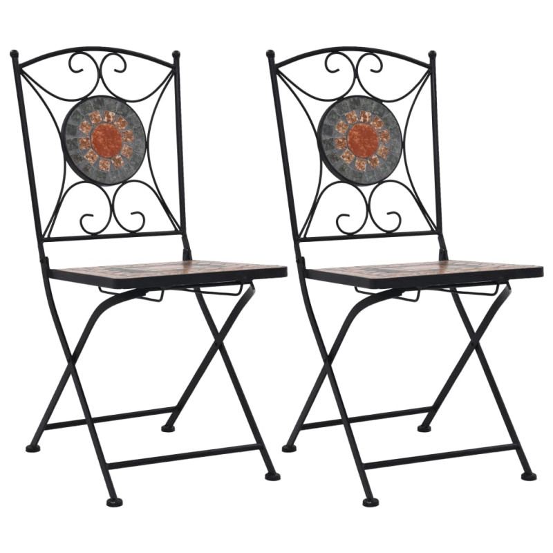 Produktbild för Caféstolar i mosaik 2 st orange/grå