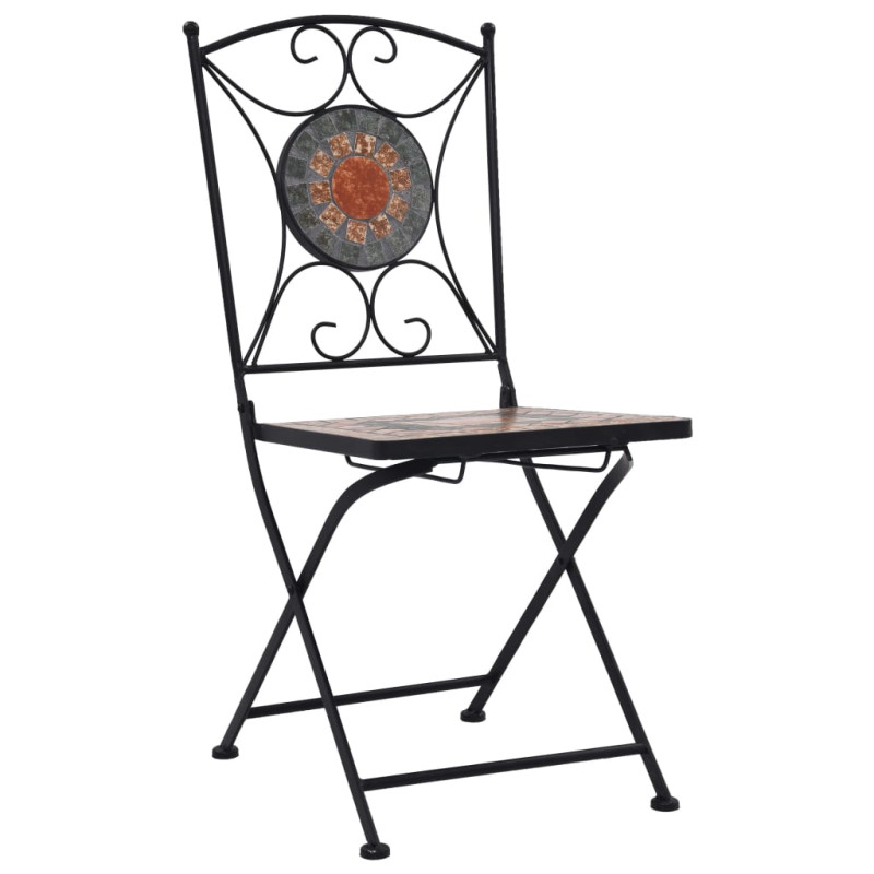Produktbild för Caféstolar i mosaik 2 st orange/grå