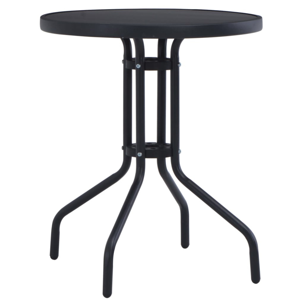 Produktbild för Trädgårdsbord svart 80 cm stål och glas