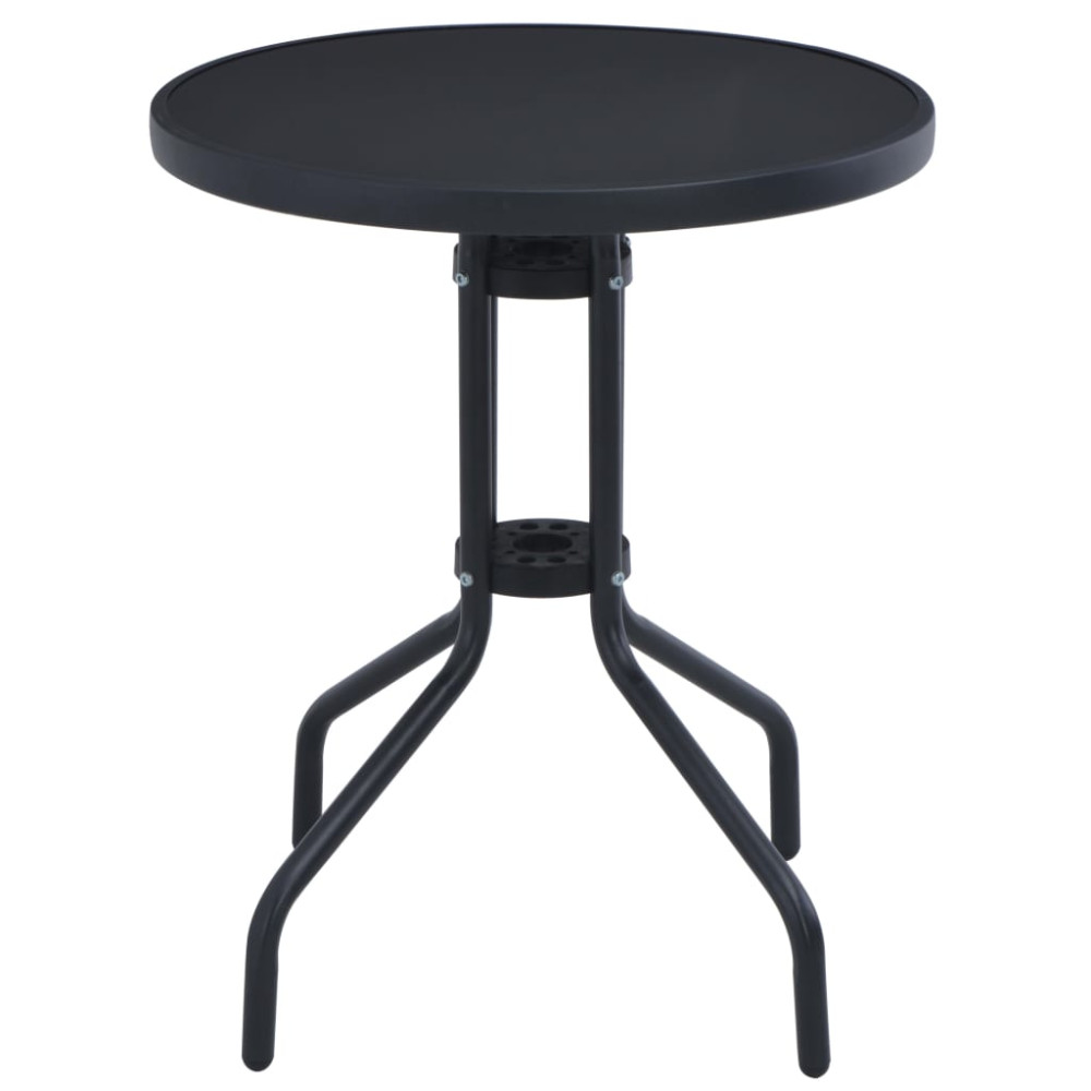 Produktbild för Trädgårdsbord svart 80 cm stål och glas