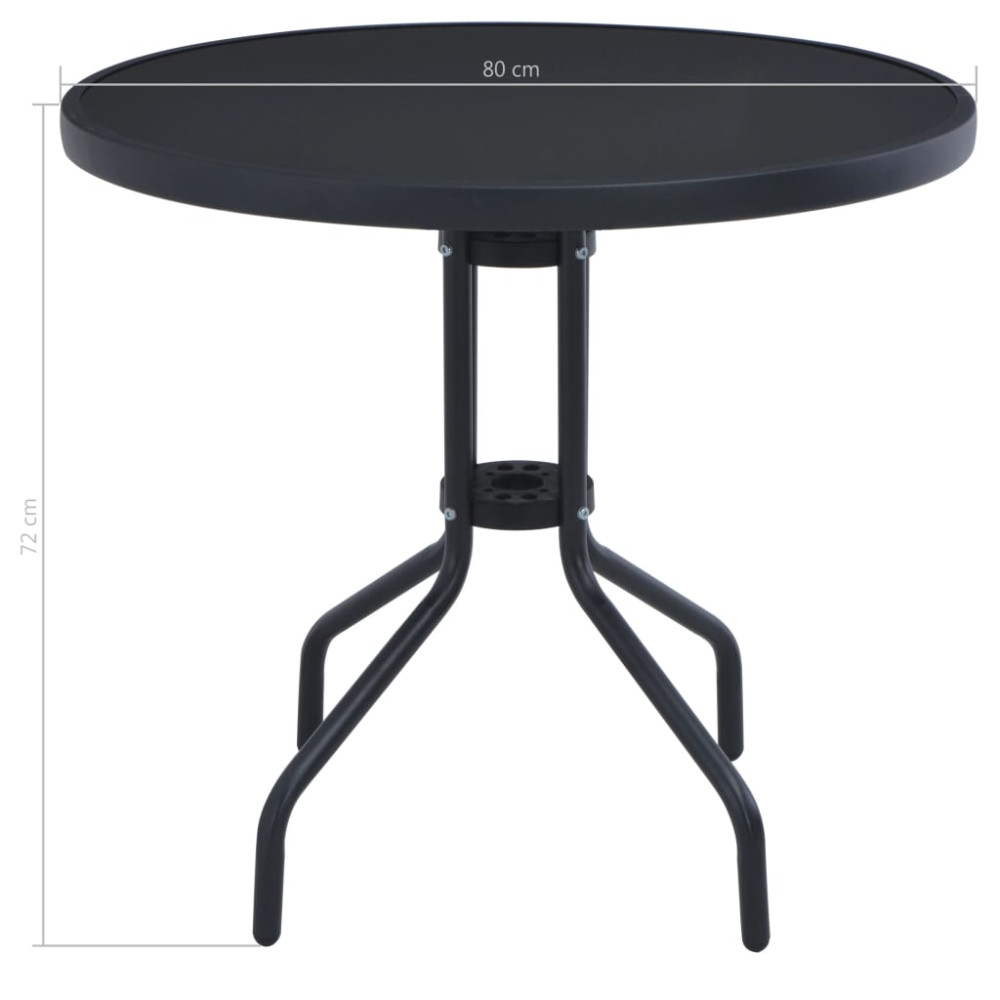 Produktbild för Trädgårdsbord svart 80 cm stål och glas