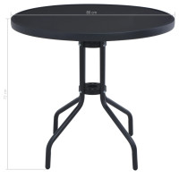 Produktbild för Trädgårdsbord svart 80 cm stål och glas