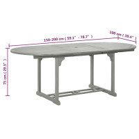 Miniatyr av produktbild för Trädgårdsbord grå 200x100x75 cm massivt akaciaträ