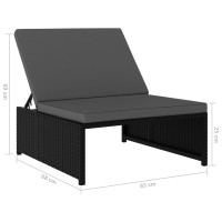 Produktbild för Justerbara trädgårdsstolar 2 st med bord svart konstrotting