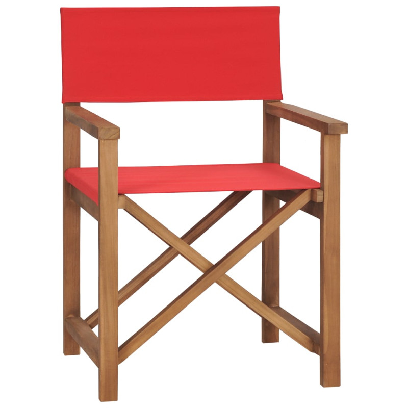 Produktbild för Regissörsstol massiv teak röd