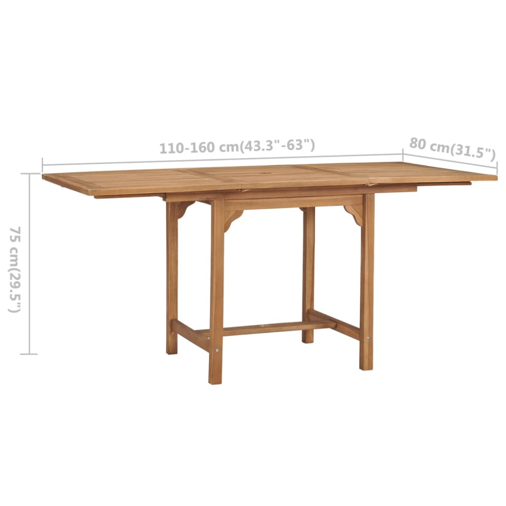 Produktbild för Trädgårdsbord utdragbart (110-160)x80x75cm massiv teak